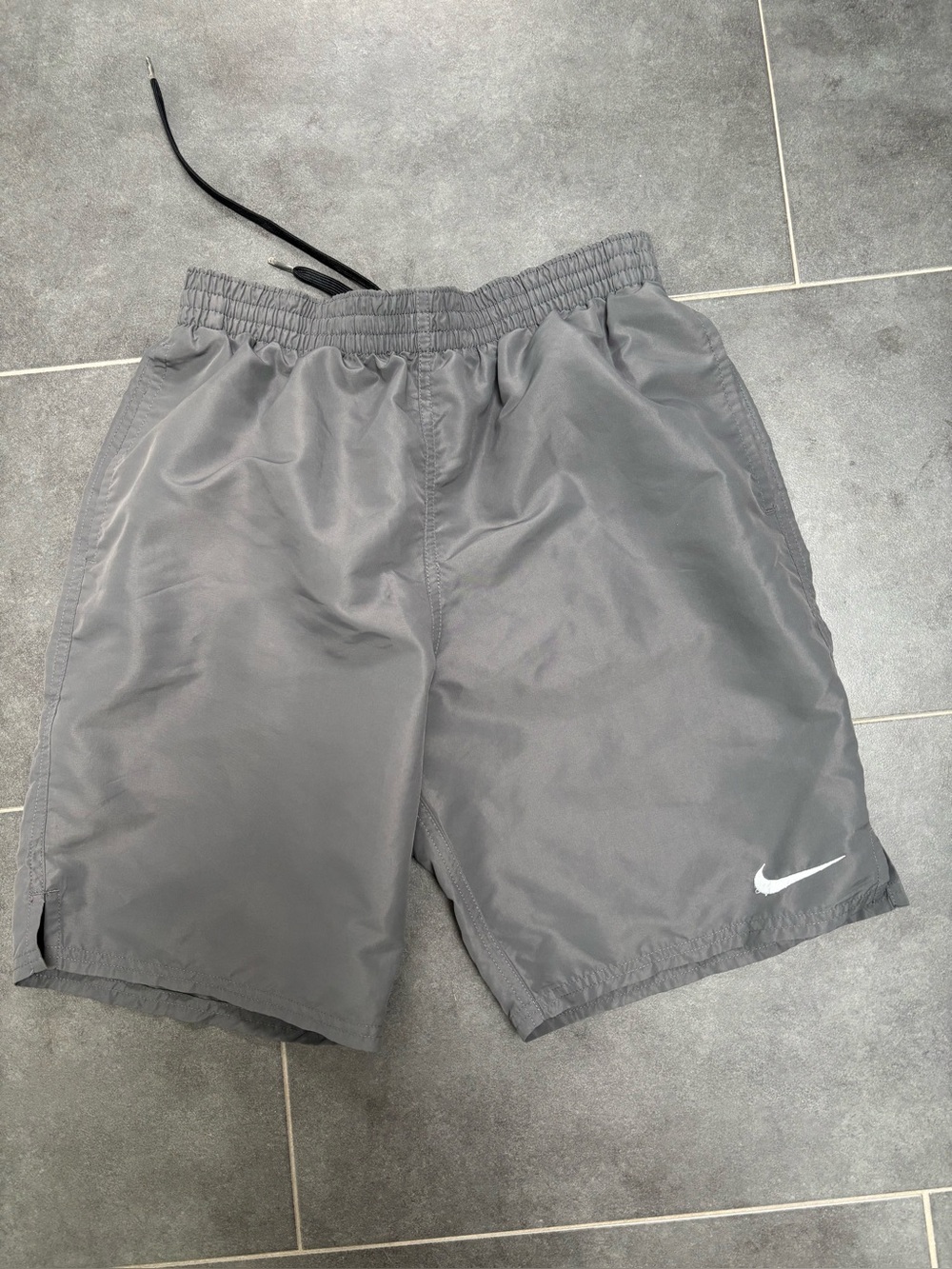 Nike Gray Athletic Training Shorts with White Swoosh